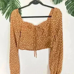 LA Hearts Long Sleeve Tie Front Top